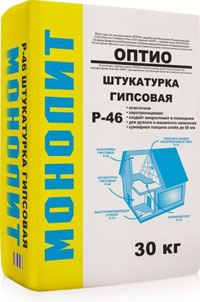 Штукатурка гипсовая облегченная ОПТИО Р-46 ручного и машинного нанесения Монолит, 30 кг