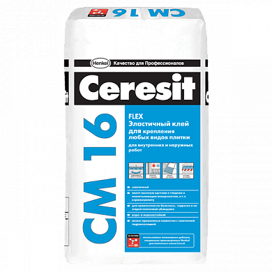 Эластичный клей для плитки Ceresit CM 16, 25 кг
