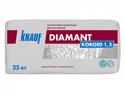 Цементная декоративная штукатурка КНАУФ-Диамант Короед 1.5, 25 кг