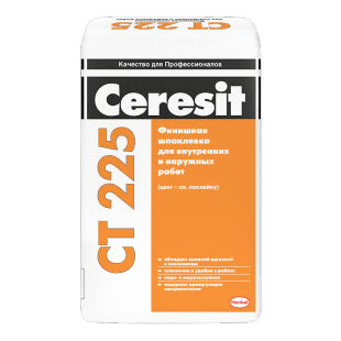 Финишная шпаклевка для наружных и внутренних работ белая Ceresit CT 225, 25 кг
