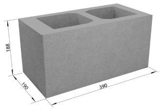 Керамзитобетонные пустотелые стеновые двухпустотные блоки СКЦ-1Л-КСЛ-ПР-ПС-39-100-F50-1300 390*190*188