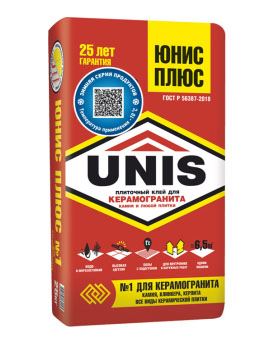 Плиточный клей усиленный Юнис Плюс. Зимняя серия (UNIS), 25 кг