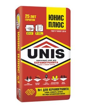 Плиточный клей усиленный Юнис Плюс (UNIS), 25 кг