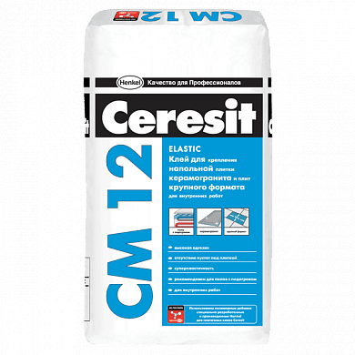 Клей для керамогранита и плитки крупного формата Ceresit CM 12, 25 кг