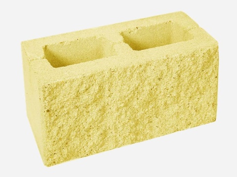 Блок рваный камень 390х190х188 мм (1-сторонний) желтый