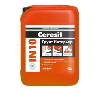 Купить на centrosnab.ru Грунт Интерьер Ceresit IN 10, 5 л по цене от 415,00 руб.!