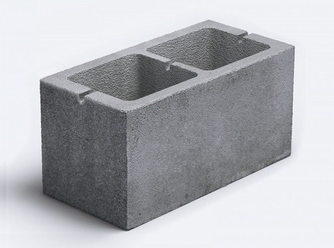 Блок бетонный двухпустотный СКЦ-1Л, КСР-ПР-ПС-39-100-F75-1200, 390х190х188мм