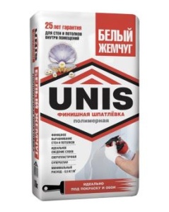 Купить на centrosnab.ru Финишная полимерная шпатлевка Белый жемчуг (Юнис), 18 кг по цене от 425,00 руб.!