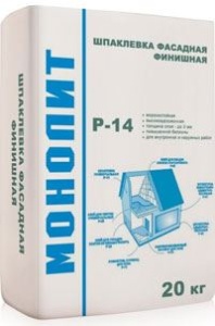 Купить на centrosnab.ru Шпаклёвка фасадная финишная Р-14 Монолит, 20 кг по цене от 339,00 руб.!