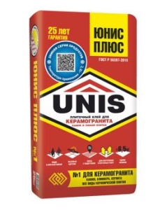 Купить на centrosnab.ru Плиточный клей усиленный Юнис Плюс. Зимняя серия (UNIS), 25 кг по цене от 355,00 руб.!