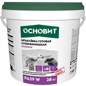 Купить на centrosnab.ru Шпаклевка готовая суперфинишная супербелая ОСНОВИТ ЭЛИСИЛК PA39 W, 28 кг по цене от 1 120,00 руб.!