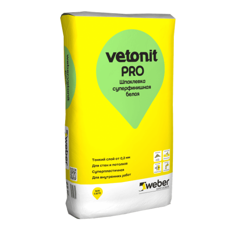 Шпаклевка суперфинишная белая Vetonit PRO, 25 кг