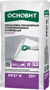 Купить на centrosnab.ru Шпаклевка полимерная суперфинишная супербелая ОСНОВИТ ЭЛИСИЛК PP37 W, 20 кг по цене от 515,00 руб.!