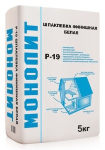 Купить на centrosnab.ru Шпаклёвка финишная повышенной белизны Р-19 Монолит, 5 кг по цене от 95,00 руб.!